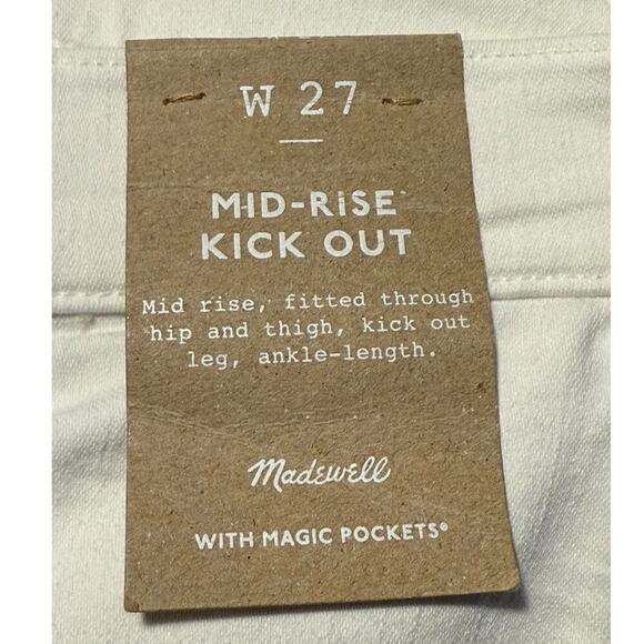 NEW Madewell Women’s Size 4 (27) Kick Out Crop Jeans In Pure White NWT - Picture 5 of 10